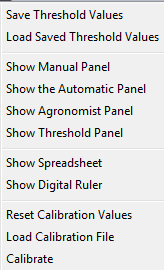 Menu Nástroje Save Threshold Values zapisuje aktuální prahové hodnoty uvedené v aktivním okně obrázku do souboru Assess.