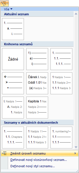 23. Odrážky a číslování - číslování Číslování je obdobou odrážek. Základní rozdíl je v tom, že v případě číslování se vytváří rostoucí řada, ať už písmen nebo čísel.