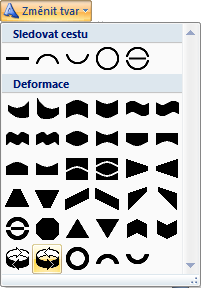 Výplň tvaru změní barvu výplně znaků Obrys tvaru změní barvu okrajů znaků Změnit tvar tok textu se zdeformuje 38