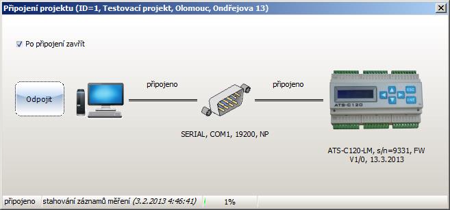 Kliknutím na symboly komunikačního portu nebo zařízení, můžete otevřít editor projektu a případně provést korekce parametrů.