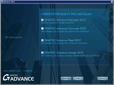 STRUČNÝ PRŮVODCE INSTALACÍ Nová sada GRAITEC Advance je dodávána na jediném DVD s novým instalačním průvodcem, který umožňuje instalaci kompletního řešení v jednom kroku.