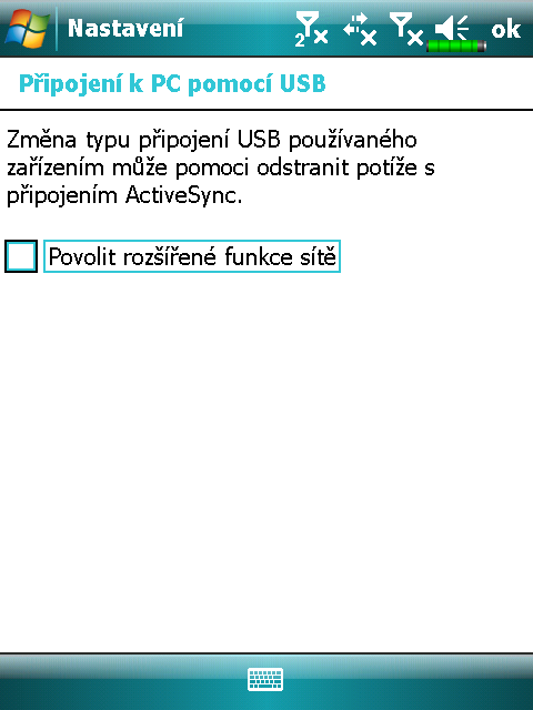 FAQ k synchronizaci Zvolte pomocí USB., Nastavení, záložka Připojení, a pak Připojení k PC 1. Tovární nastavení zatržením políčka. 2.