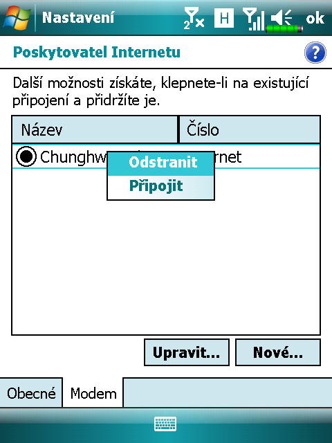 znázorňují dostupnost různých služeb datových připojení poskytovaných SIM kartou, kterou jste nainstalovali do slotu SIM1.