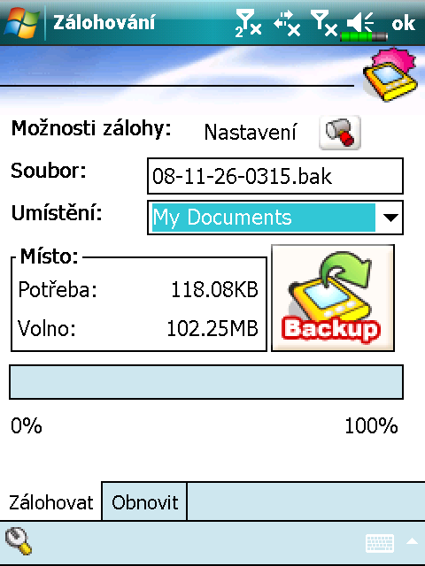 Zálohování Souborů Průvodce ❶ ❶Zvolte Zálohovat. ❷Zvolte Další a Průvodce Vás provede následujímí kroky. ❸ Standardní: Přepnout do Standardního režimu.