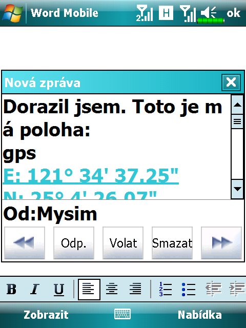 2. Vyberte na hlavní obrazovce, jakmile se objeví na obrazovce vlevo, ťukněte na zprávu a tlačítko OK pro její výběr.