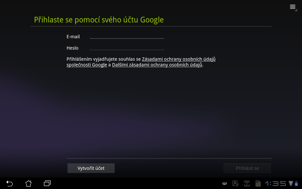 Market V aplikaci Android Market budete mít s účtem Google přístup k nejrůznějším zábavným aplikacím a nástrojům. Při prvním použití si nastavíte účet a poté se budete moci kdykoli připojit. 1.