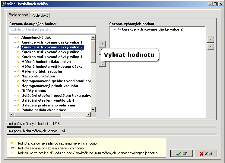 48 5.5.2.3 SuperVAG Čtení bloku naměřených hodnot Pro výběr měřených veličin (bloků) klikněte na ikonu "Čtení bloků naměřených hodnot".