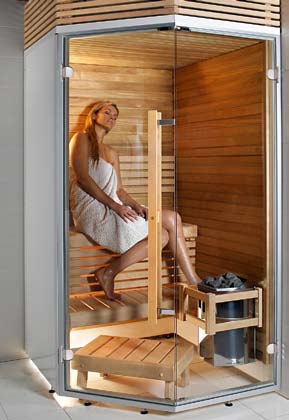 SC1412 SC1111K Koupelnová sauna Sirius Harvia Sirius je moderní sauna do koupelny, která díky pøední celosklenìné stìnì pøiná¹í netradièní design sauny.