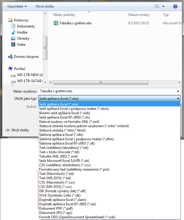 Microsoft Excel 2010 Soubor Uložit jako Ukládání do různých formátů.xlsx Starší.xls Export do formátu.