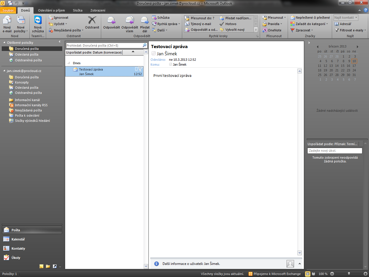 Microsoft Outlook 2010 Spuštění přes ikonu nebo přes Start-Všechny Programy-Microsoft