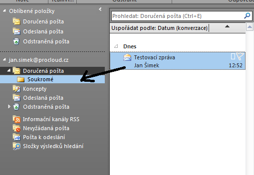 Microsoft Outlook 2010 Třídění zpráv do složek Jako