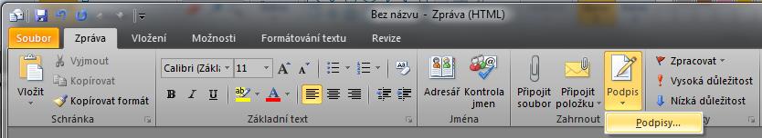 Microsoft Outlook Nastavení podpisu Domů - Nový