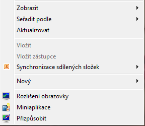 Operační systém Windows 7 Grafické rozhraní operačního systému Ikony Dvojklikem spustíme Velikost kolečkem Miniaplikace Kontextové menu a