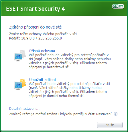 PERSONÁLNÍ FIREWALL Personální firewall ESET Smart Security zabezpečuje kontrolu spojení mezi počítačem a sítí. Mezi jeho základní funkce patří: 1.