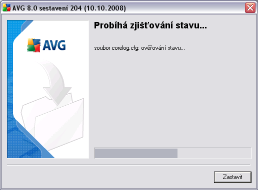 5.3. Zjišťování stavu Po potvrzení licenčního ujednání přejdete do dialogu Probíhá zjišťování stavu.