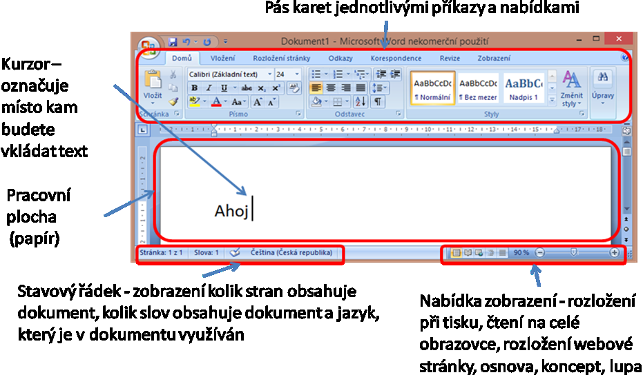 dokument na poslední uloženou pozici (klávesová zkratka CTRL+S) Uložit jako vždy zobrazí dialogové okno kam a v jakém formátu chcete dokument uložit Možnosti aplikace Word zde naleznete veškerá