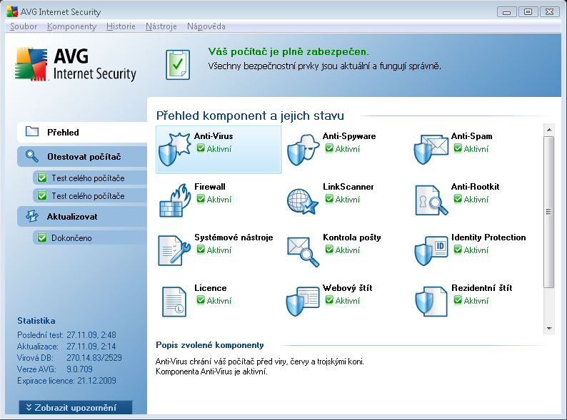 5.3.2. AVG Internet Security 9.0 AVG Internet Security je produktem české společnosti AVG Technologies (dříve Grisoft), která již na poli počítačové bezpečnosti působí od roku 1991.