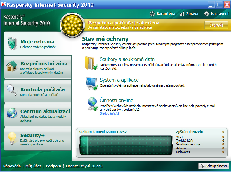 5.3.5. Kaspersky Internet Security 2010 Kasperky Internet Security 2010 patří mezi nejvybavenější produkty tohoto druhu na trhu.