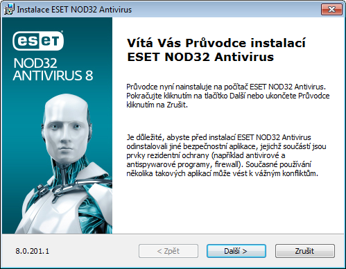 Instalace ESET NOD32 Antivirus obsahuje komponenty, které nemusí být kompatibilní s ostatními antivirovými produkty nainstalovanými na počítači.