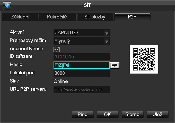 P2P Funkce P2P umožňuje přidat zařízení do mobilního klienta nebo v nouzovém případě do PC klienta. Následně zařízení komunikuje vzdáleně ne přes veřejnou IP adresu, ale přes své ID a P2P server.