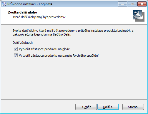 Volba dalších úloh V následujícím kroku je možno zvolit, zda se mají vytvořit zástupci programu Themio/Loginet pro snadné spuštění.