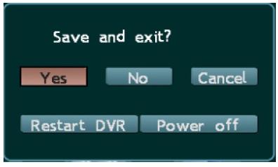 Pro návrat do hlavního menu stiskněte tlačítko *exit+. Objení se okno dle obrázku. Chcete-li uložit nastavení, stiskněte Ano, chcete-li odejít bez uložení, stiskněte Ne.