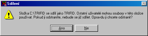 Instalace Vlastní proces odstranění programu TRIFID z počítače začne dotazem: Pokud chcete, aby se program odstranil včetně všech svých databázových souborů, klikněte na tlačítko Ano.