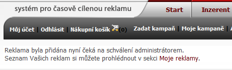 4. Přidání reklamy URL: adresa, kam bude směrovat Vaše reklama Název: text, který bude vidět na reklamní Liště nebo v Bloku reklam Popis: Popisek,