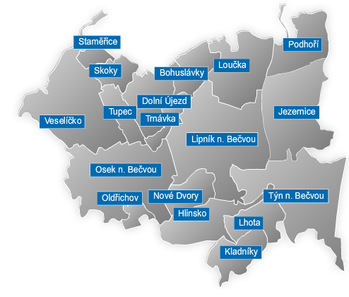 Vymezené území leží v okrese Přerov v Olomouckém kraji. Území se rozkládá v údolí Moravské brány, některé z obcí se nachází na úpatí Oderských vrchů a Hostýnských vrchů.