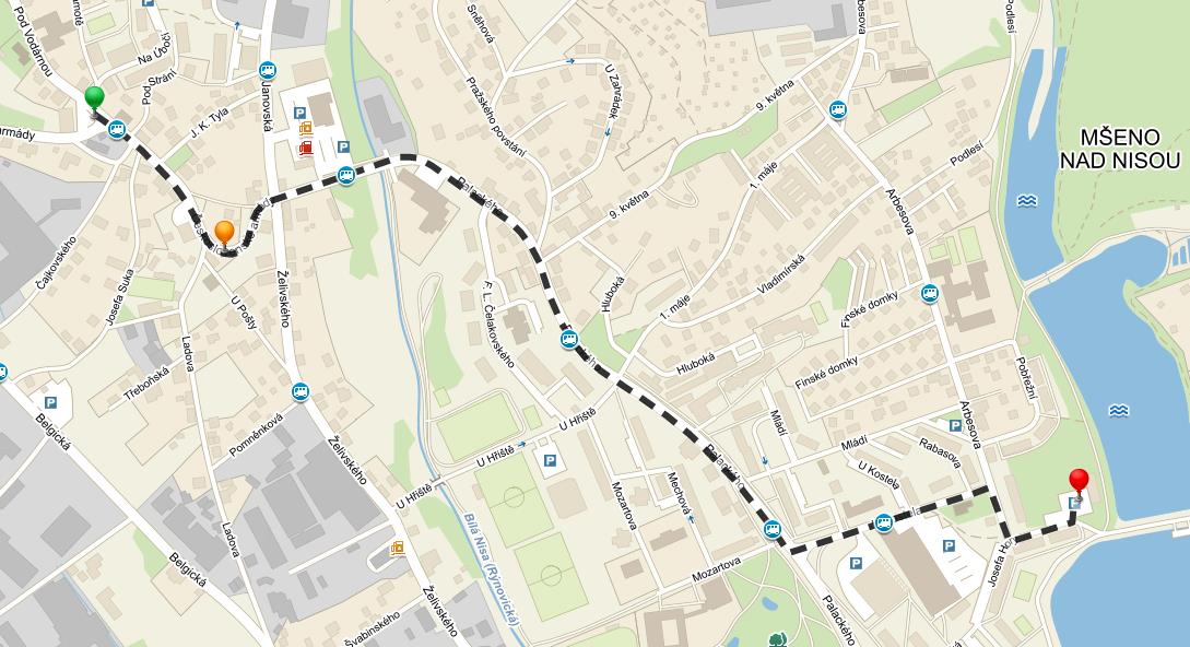 4. Úsek Cíl časovky (1,8km) Časovka končí na parkovišti v ulici Josefa Hory.