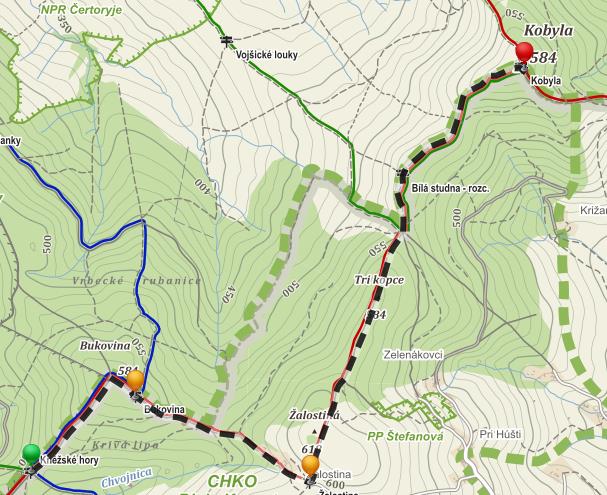 Oblast a) ČR - Radějov, Malá Vrbka, Hrubá Vrbka, Kuželov se překrývají v