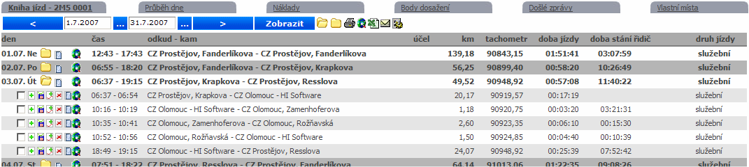 Téma měsíce: Vedení knihy jízd 1. část Kniha jízd Kniha jízd je základní funkcí celého webdispečinku. Kniha jízd je reprezentována chronologickým seznamem uskutečněných jízd.