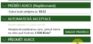 Jakmile cena aukce klesne na nebo pod vámi zvolenou částku, automat za vás cenu akceptuje. Po zadání automatické akceptace se můžete odhlásit, můžete celou aplikaci i prohlížeč dokonce i zavřít.