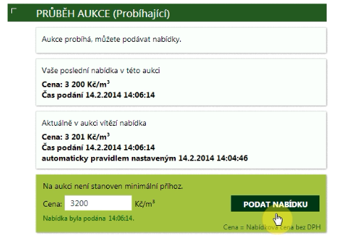 V případě, kdy jiný zájemce podá nabídku v této výši, automatický příhoz se již neprovede, protože další nabídka by převýšila stanovenou hranici automatického příhozu.