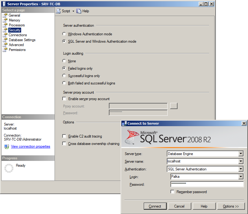 UTB ve Zlíně, Fakulta aplikované informatiky, 2012 33 V reţimu autentikace SQL Serveru a Windows autentikace je moţné přistupovat k datům SQL Serveru jako klient, který je členem domény, nebo pomocí