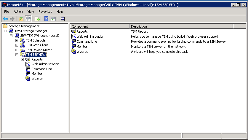 UTB ve Zlíně, Fakulta aplikované informatiky, 2012 93 Obrázek 27 TSM Server Storage Manager Spuštění TSM jako sluţba OS pomocí TSM management Console Na obrázku běţící konzole sluţby TSM pokud