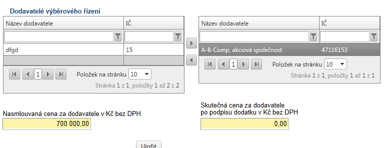 Po vyplnění pole Stát dodavatele se zobrazí další povinná pole. Pokud se jedná o zahraničního dodavatele, zaktivní se textové pole VAT (DIČ), Název dodavatele a Hospodářsko-právní forma dodavatele.