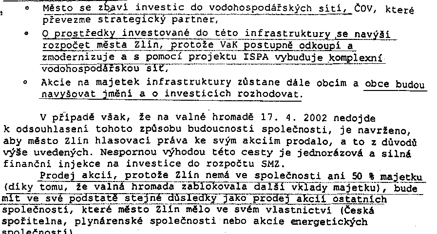 Zdroj: Příloha k Výroční zprávě Vaku Zlín za rok 2001 str.16 5) Ing. Milan Sodán byl v roce 2002 člen představenstva Vaku Zlín a současně čelní zastupitel města Zlín.