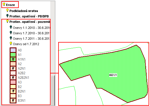 1. Klikáním myší do mapy zakreslete polygon a dvojklikem ukončete. Kreslit můžete i s přesahem za hranice PB/DPB, po uložení provedeného zákresu se tento ořeže s hranicí PB/DPB.