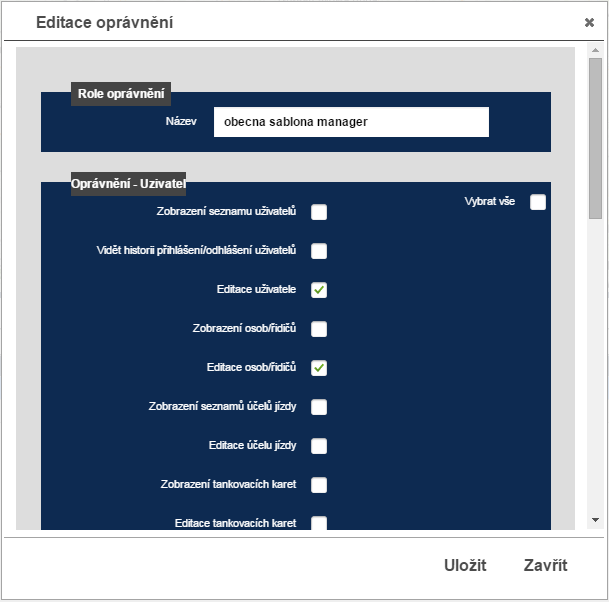 Obr. 28: Editace oprávnění - přidělování práv 3.1.