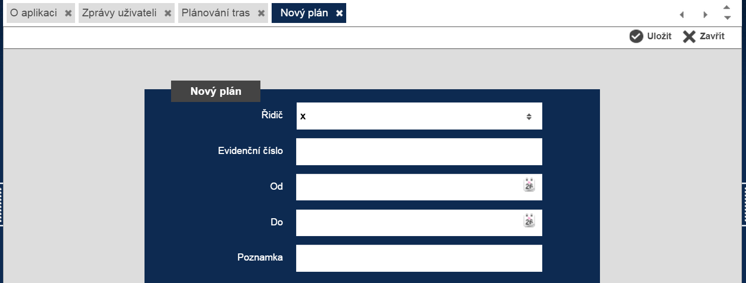 Obr. 58: Vysouvací lišta s detaily jízdy 3.3.3 Plánování tras Pomocí plánování tras můžete vybranému řidiči naplánovat body, ve kterých má ve vybraný den zastavit a poté zkontrolovat splnění plánu.