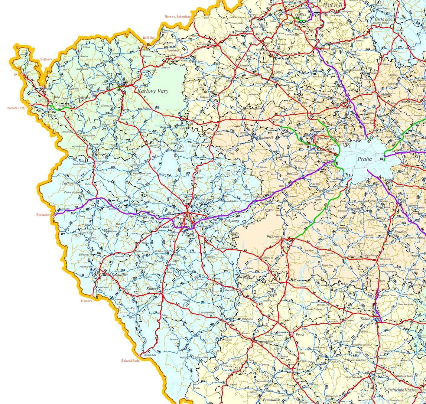 Obr. 3: Silniční a dálniční síť ČR Zdroj: www.rsd.cz 5.1.2 Městská doprava Od roku 1902 jezdily v Mariánských lázních tramvaje, které byly v 50. letech minulého století nahrazeny trolejbusy.