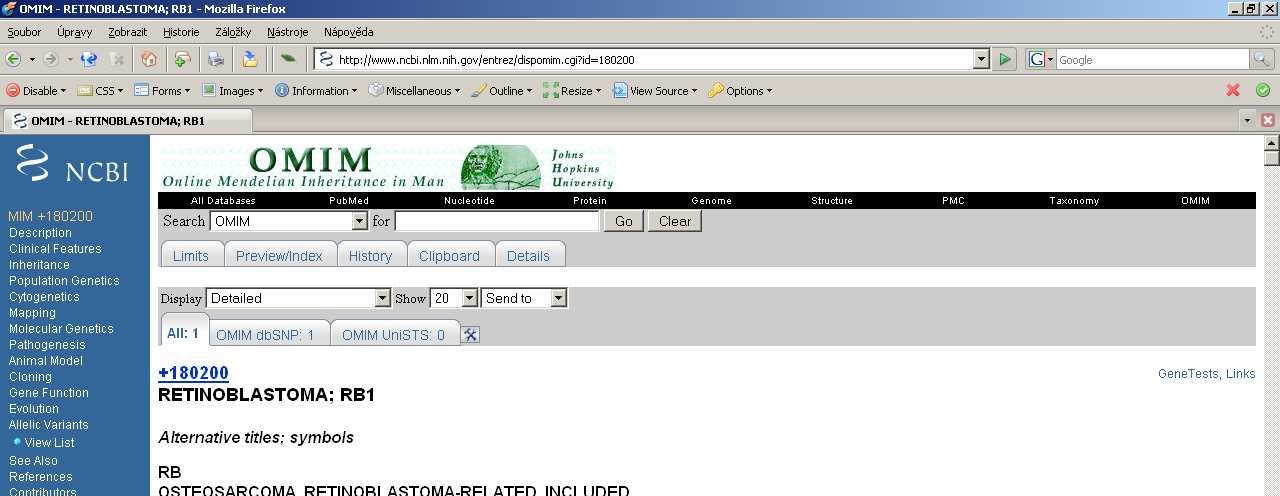 Kde hledat informace I OMIM