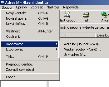 Obrázek 5 klient Desktop SMSender 2) import do adresáře Windows (WAB, vcard, csv) Tento způsob využijete při importu kontaktů z jiného PC, nebo ze zálohy v souboru.