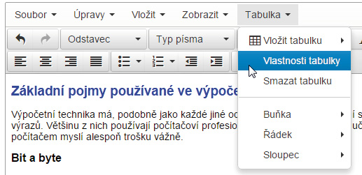 Vidíte, že tabulka má základní podobu (podobně jako při tvorbě výchozí tabulky např. v tabulkovém procesoru). Můžete využít dalších doprovodných nástrojů, jak ji upravit. 5.