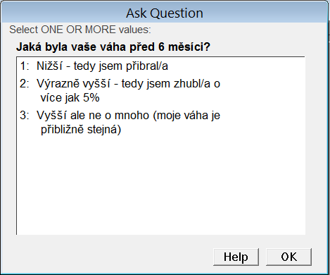 Obrázek 20: Otázka systému 7 Otázka 8: trpíte nějakými trávicími omezeními? Tato otázka je pokládána vţdy. Jedná se totiţ o to, ţe jak jiţ bylo uvedeno máme systém rozdělen na 2 části.