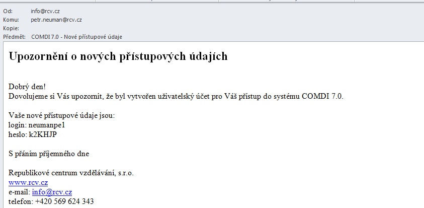 D. Postup práce garanta COMDI 7.0 při vytváření nových uživatelských účtů: Pokud garant zastupuje nějakou organizaci a nebude program COMDI 7.