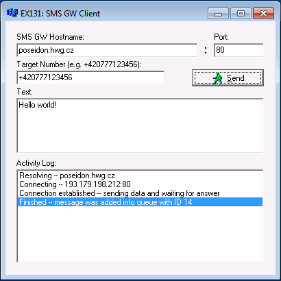 Použití produktu ve Vašem programu HWg-SMS-GW komunikuje po síti LAN na základě protokolu netgsm postaveném na http.