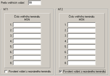 6.5.4.2.9. Vnitřní číslovací plán Obr.42: Vnitřní číslovací plán Zde je nutné nastavit parametry vnitřních připojených ISDN zařízení.