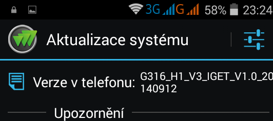 6.20.1 Aktualizace systému Android Nainstalovaný Android je možné pomocí funkce Aktualizace systému v položce Informace o telefonu aktualizovat na nejnovější verzi.